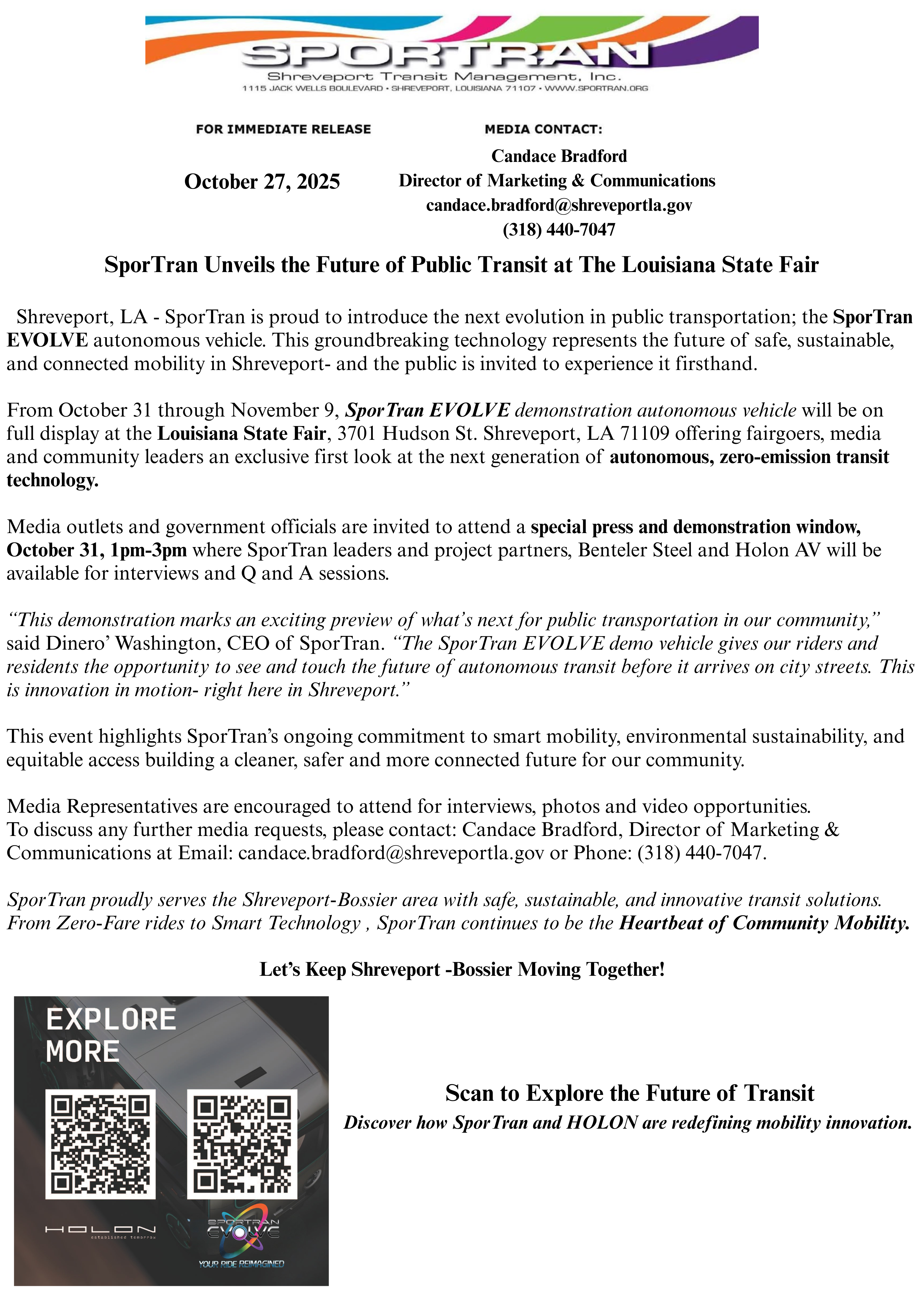 press release _sportran evolve