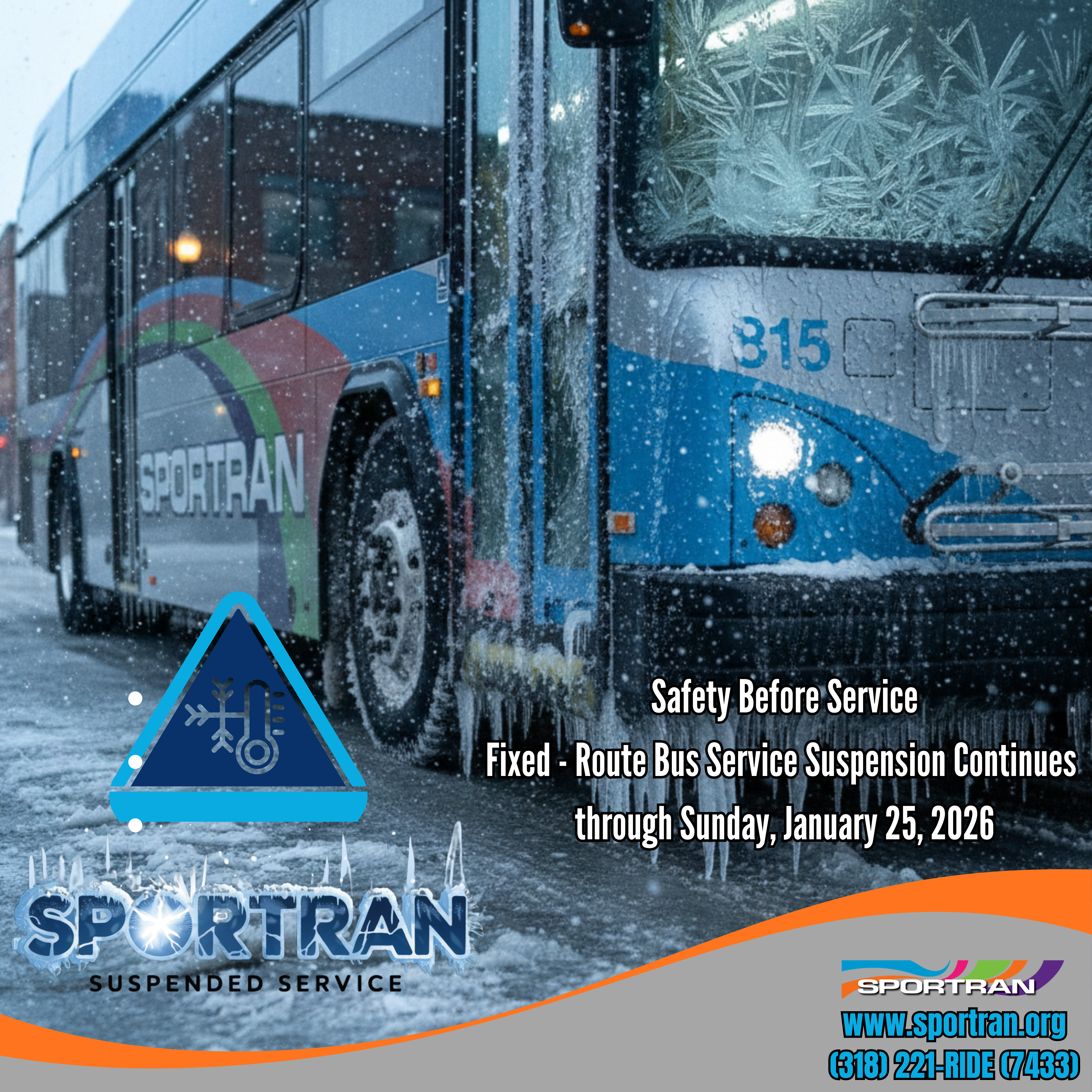 sportran fixed-route bus suspended service